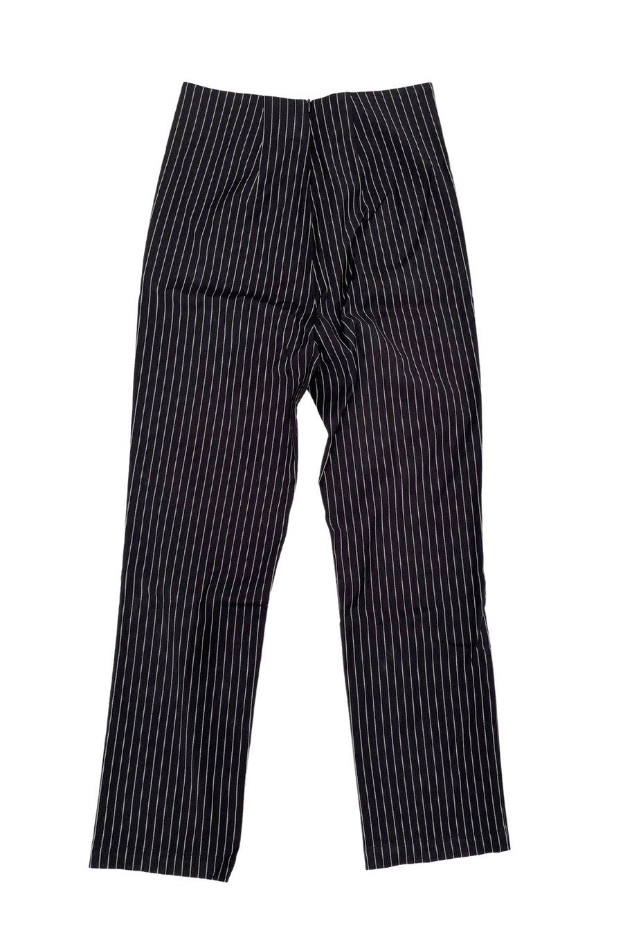 Pinstripe Straight Leg Cropped Trousers - Black