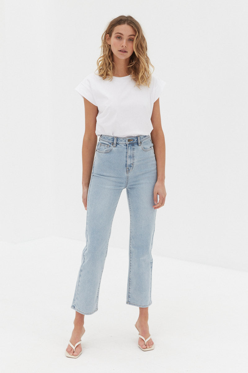 CORE High Rise Ankle Flare Jeans - True Blue
