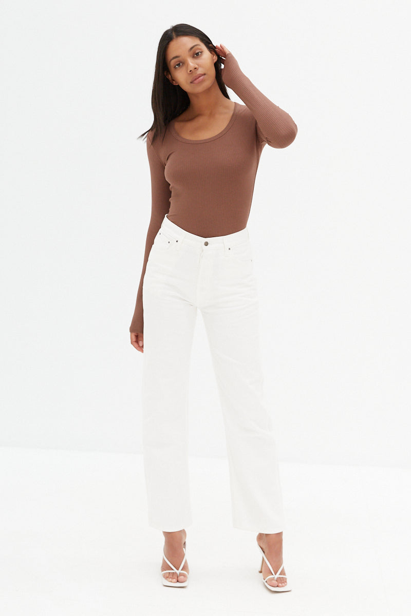 Scoop Ribbed Top - Chocolate