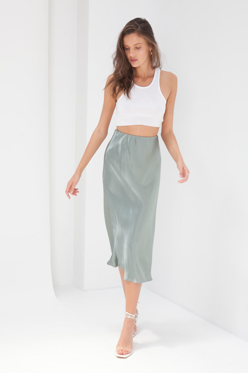 Madeline Silk Skirt - Teal