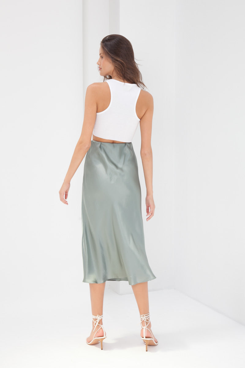 Madeline Silk Skirt - Teal